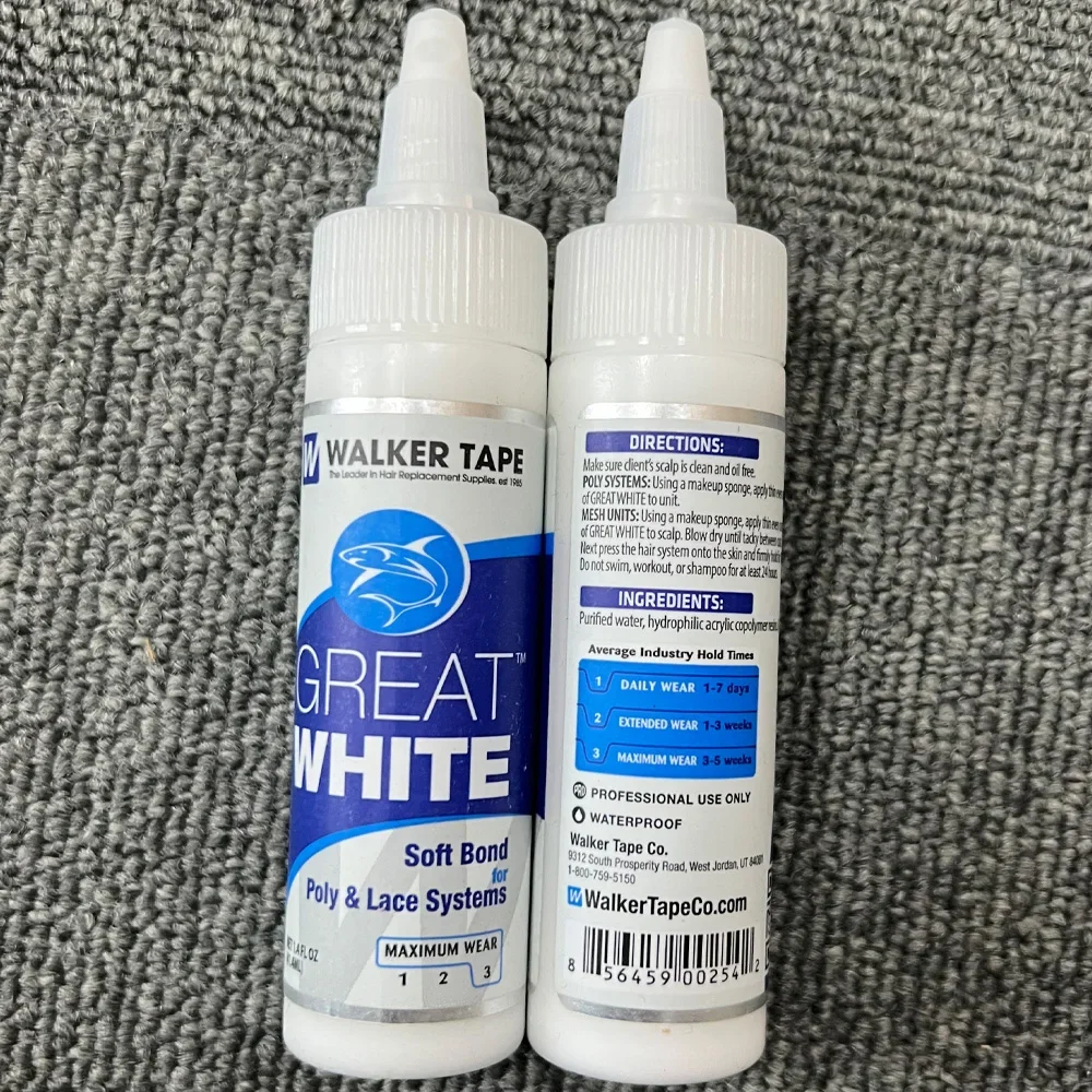 

Great White Walker Tape Wig Glue Waterproof Soft Bond Adhesive for Poly & Lace Systems Lace Wig Hair Glue