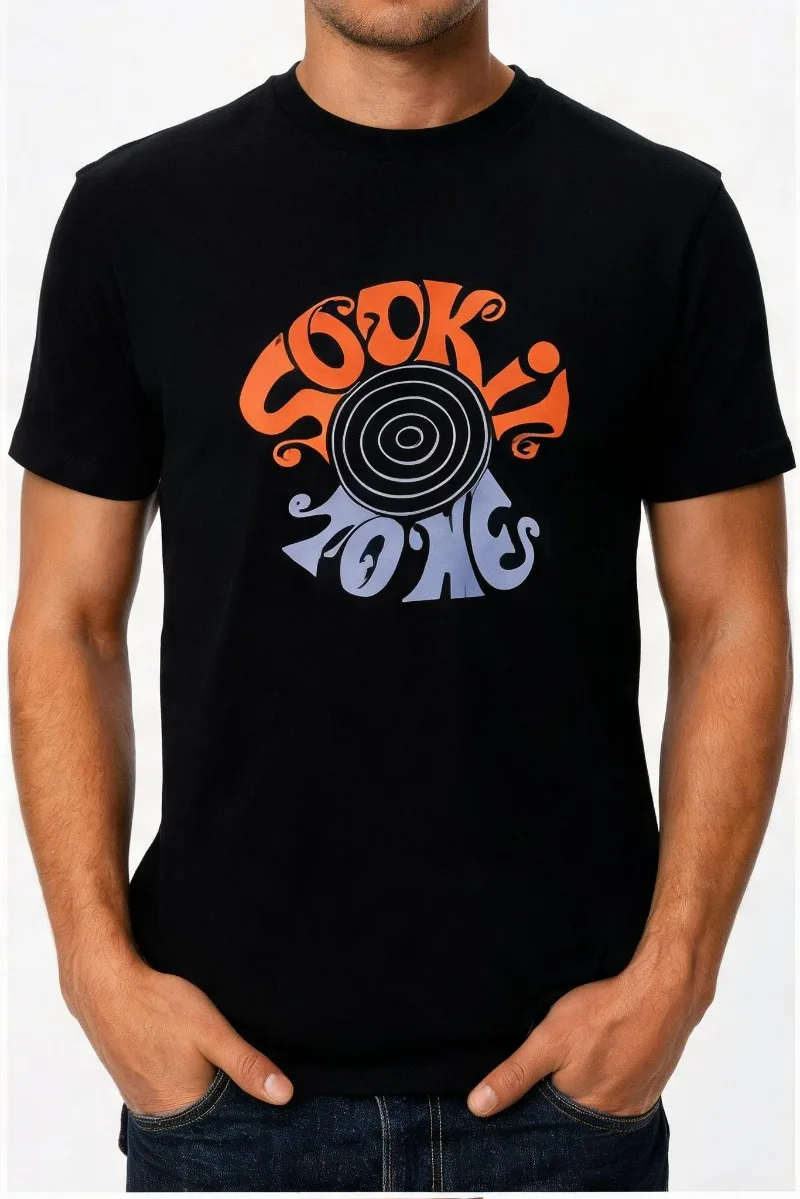 Psychedelic Swirl Spiral Art Print Men 100% Cotton Casual Top Vintage Groovy Curly Font Crew Neck Short Sleeve Daily T Shirt