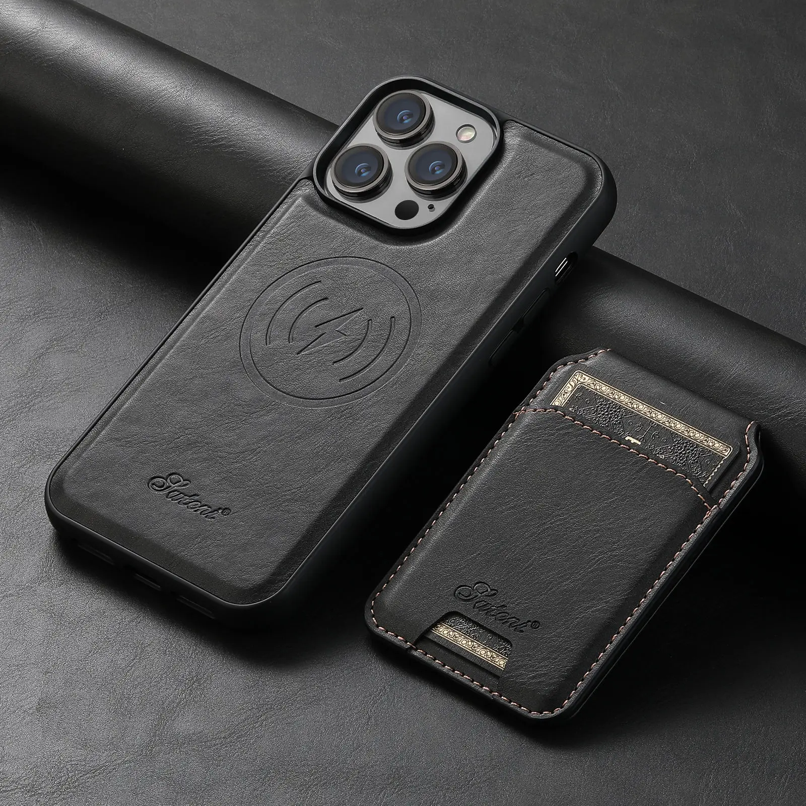 PU Leather Case for iPhone 16 15 Pro Max Plus iPhone 16 15 Pro 2 in1 Function Detachable Magnetic Card bag Stand Feature Cover
