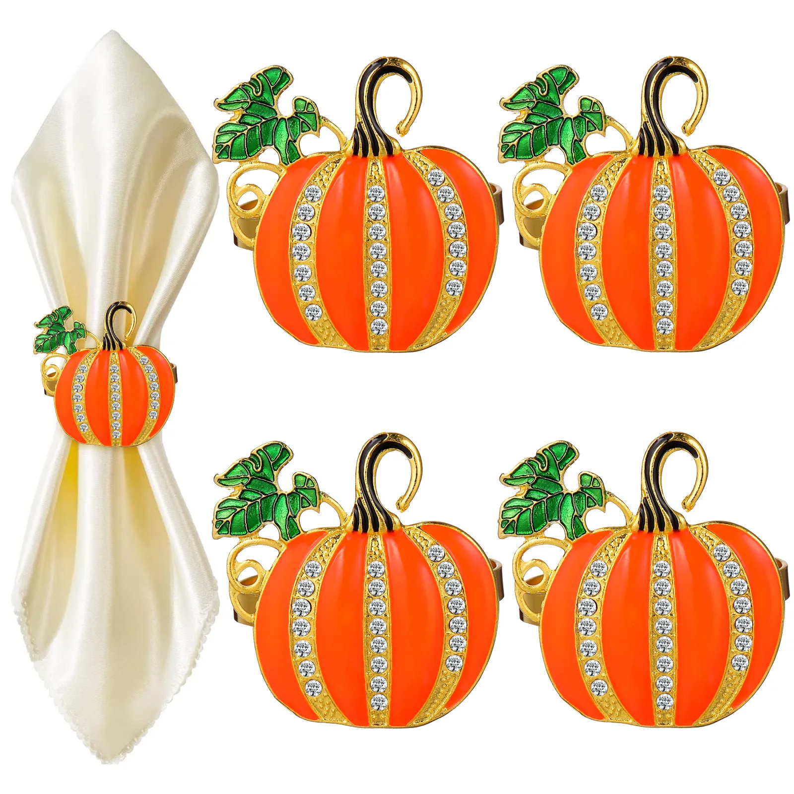 

4Pcs Pumpkin Napkin Rings Exquisite Molding for Dining Table Decoration Halloween Party Accessory Pumpkin Napkin Ring
