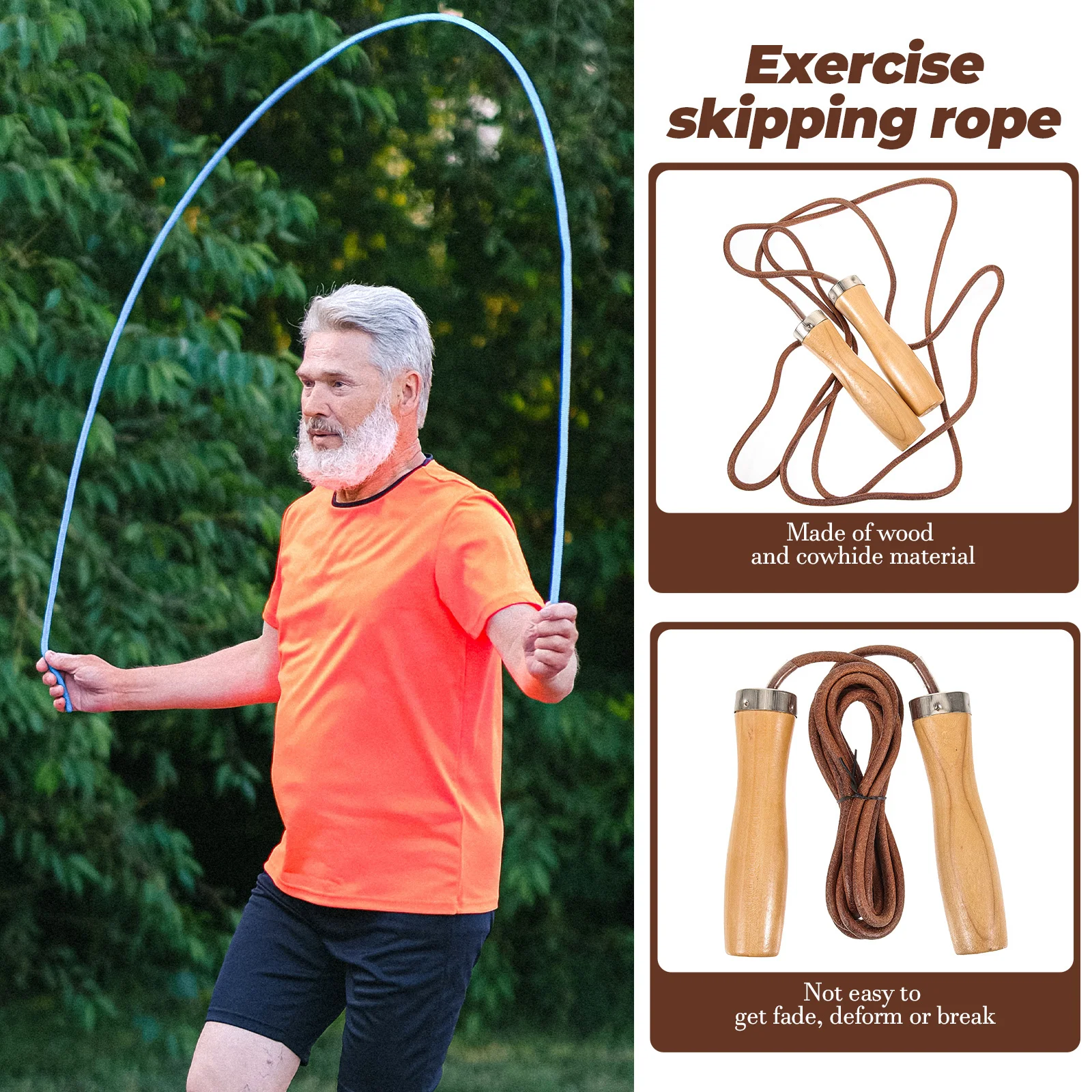 

Weighted Jump Rope Wooden Handle Ergonomic Non-Slip Grip Portable Fitness Skipping Rope for Weight Loss Endurance Training
