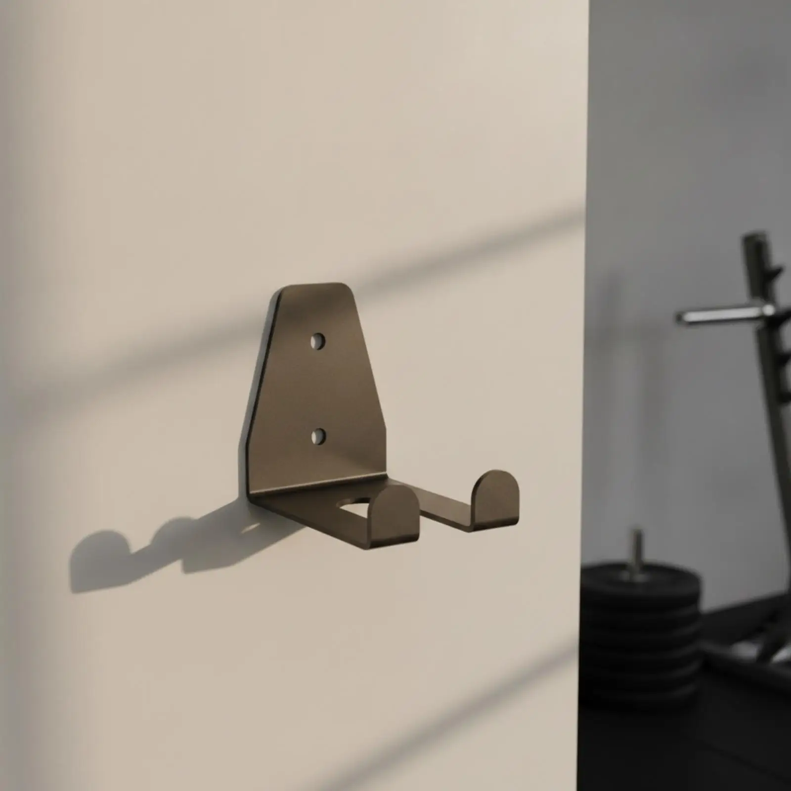 Barbell Storage Rack for Wall Iron Mounted Weight Bar Cradle with Raised End for Home Fitness Room