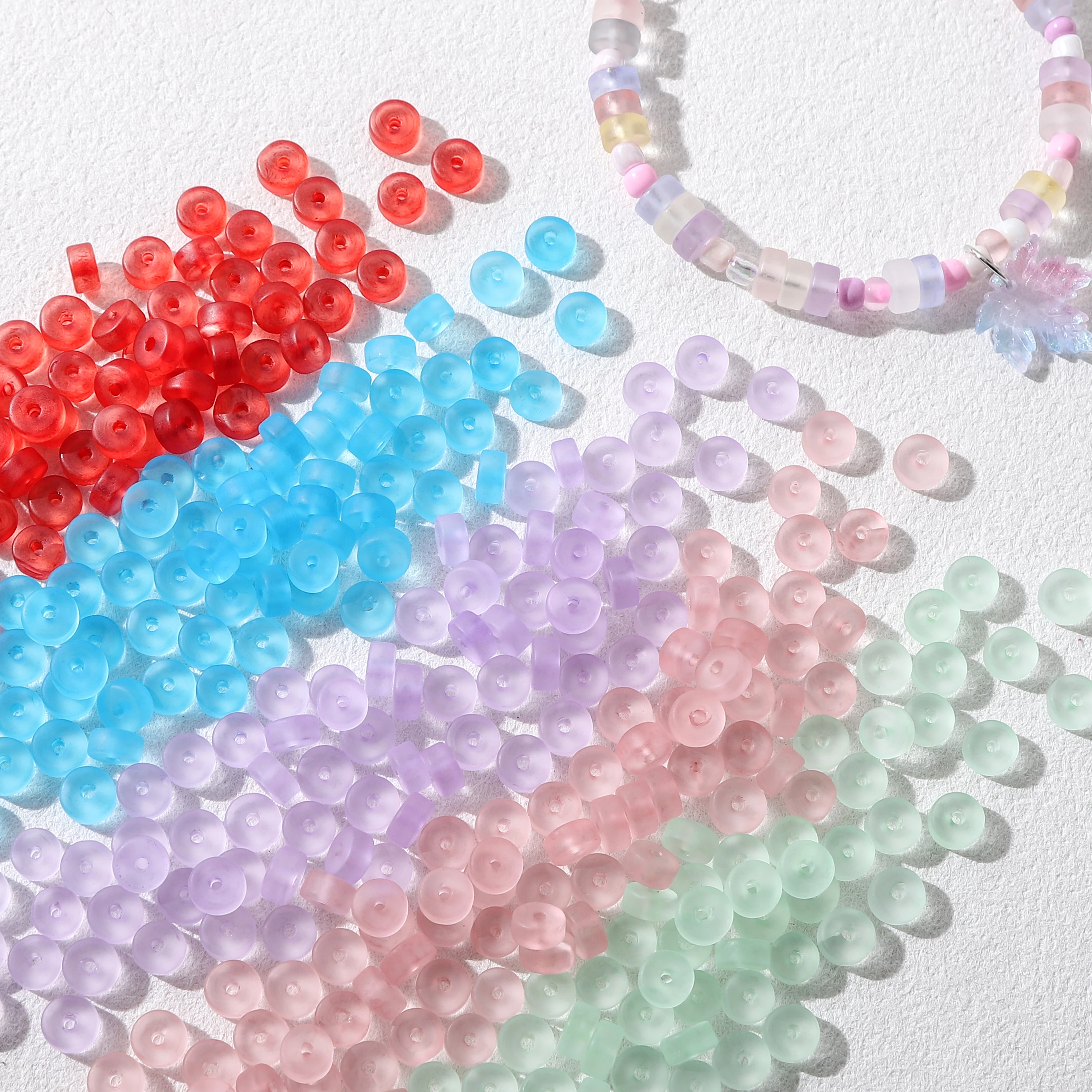 40-120Pcs 3x6mm Colorful Matte Glass Seed Beads Flat Round Loose Beads Charms For DIY Bracelet Pendant Jewelry Making Materials