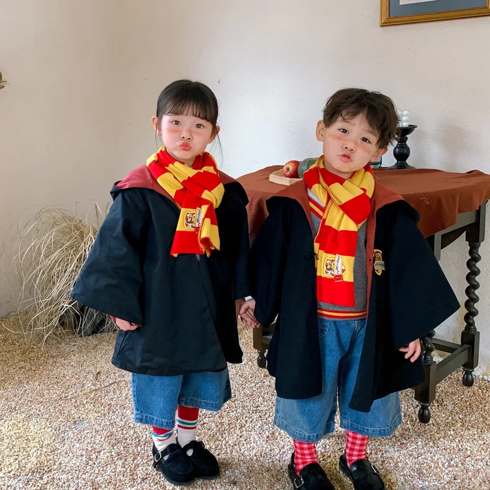 Disfraz de Harry Potter para niños, traje de tres piezas, Túnica, capa, Gryffindor, suéter, bufanda, regalo de Halloween, Otoño e Invierno