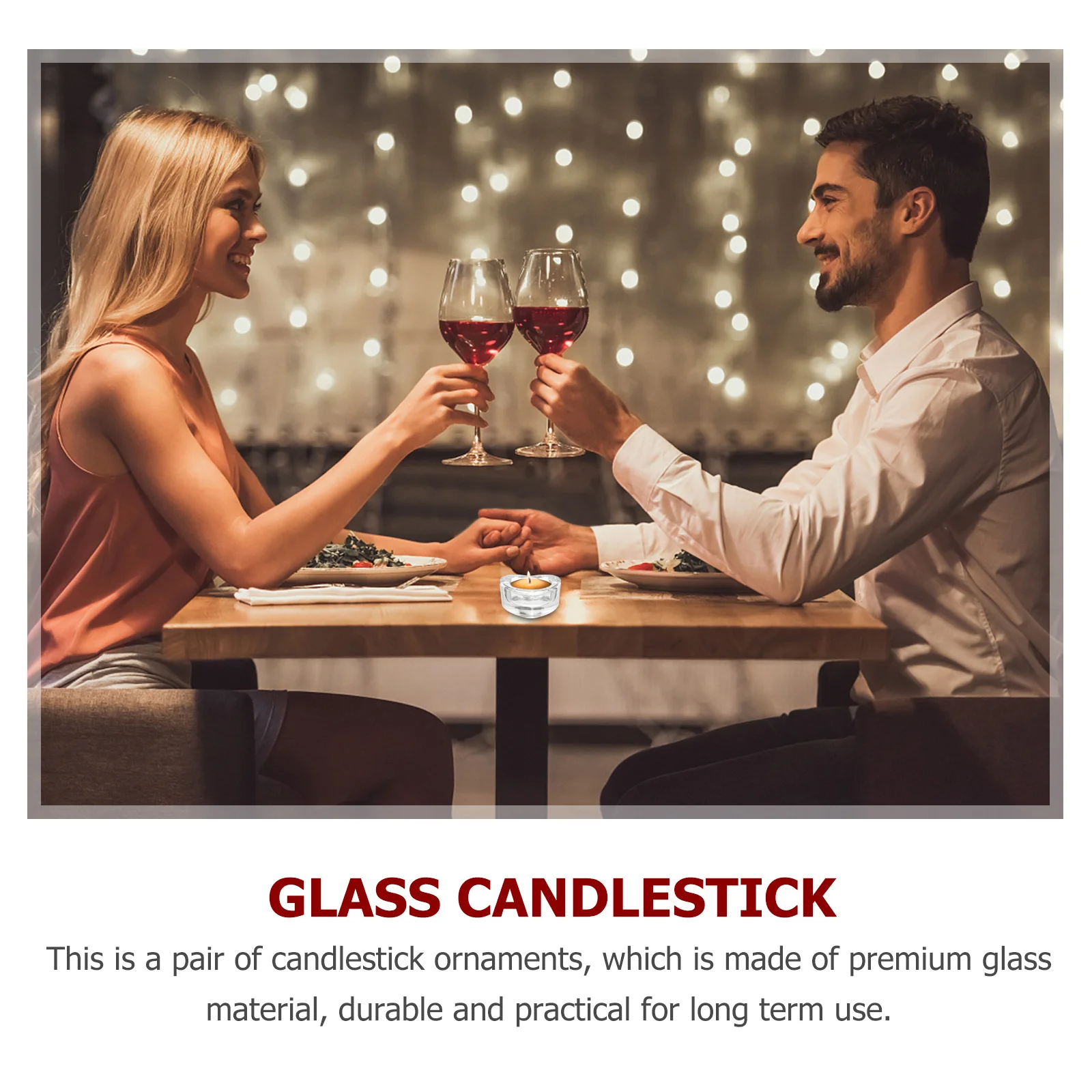 

1Pair Chic Heart Shape Glass Candlestick for Various Occasions Home Office Decor Scented Candles Glass Candlestick