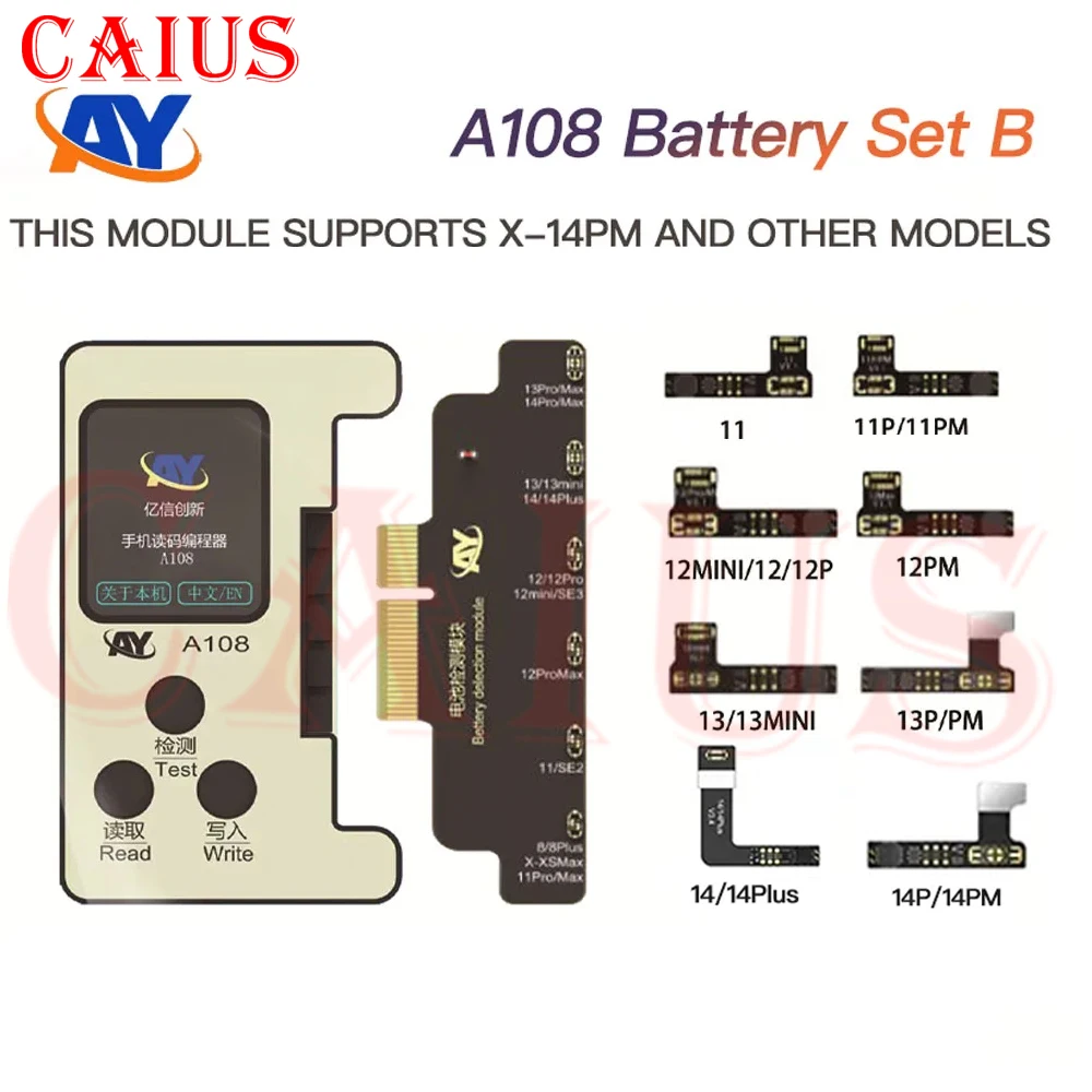 AY A108 Dot Matrix Repair Cable, Data Change Tool, Reparação de Bateria, iPhone X, XR, XS, 11, 12, 13, 14 Pro Max, Mini