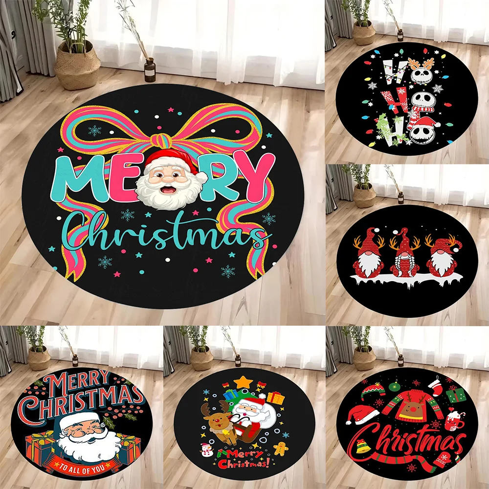

Christmas Santa Claus Main Picture Circular Printed Carpet Suitable for Bedrooms Living Rooms Mat Christmas Furniture Decoration