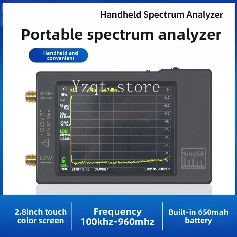 Handheld Spectrum Analyzer 100KHz-960MHZ Portable Spectrum Instrument RF drone EMC Bluetooth Lora