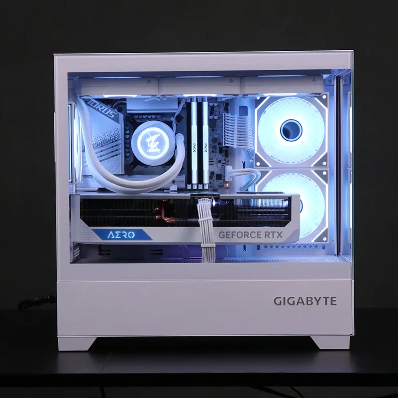 GIGABYTE C201GI PC Case Computer Chassis Mid Tower ATX Desktop Tempered Glass Side Water Cooled Tempered Glass Side Black White