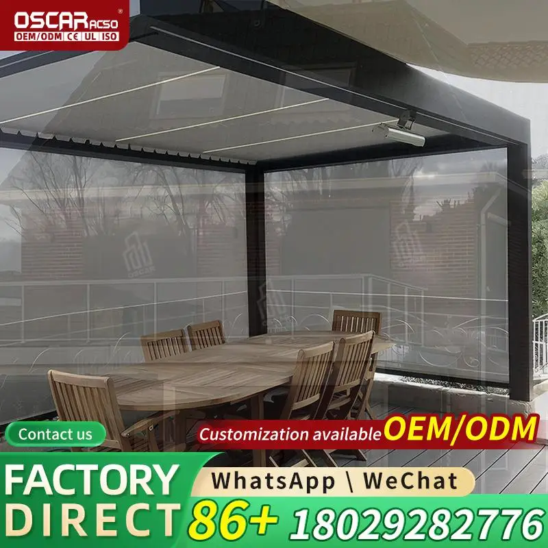 Motorized Folding Aluminum Alloy Powder Coated Pergola Awning with Easy Assembly Design Outdoor Patio Garden Backyard Use Rollin