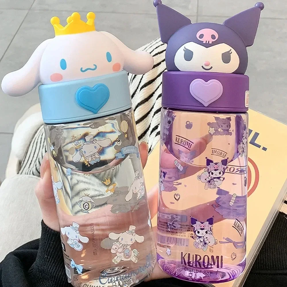 

Sanrio Hello Kitty 500 мл прозрачные чашки Kawaii Kuromi Cinnamoroll Melody мультфильм портативные дорожные чашки для воды подарки для девочек