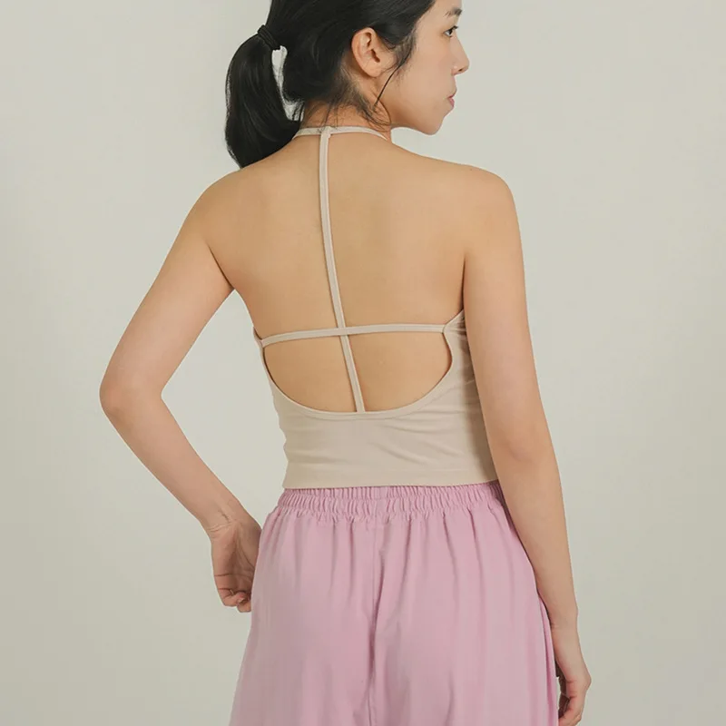 جديد وصول المرأة سترة يوجا مثير الخامس نوع العنق الرقبة معلقة الفتيات الرقص اللياقة البدنية الصالة الرياضية أعلى لينة تنفس ضيق مطاطا