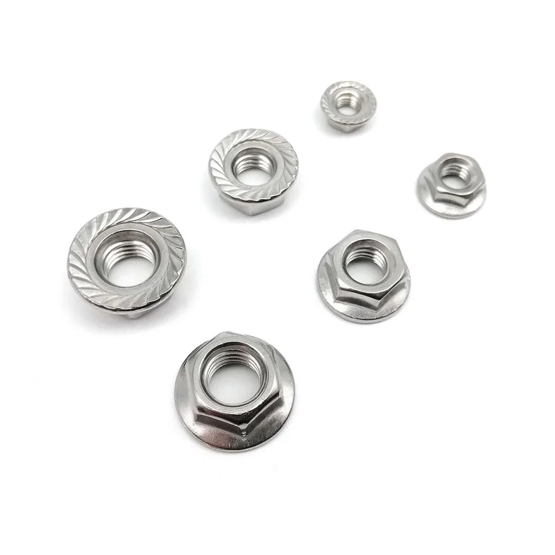 Fine Thread 304 Stainless Steel Hexagon Serrated Lock Spinlock Flange Nut M6 M8 M10 M12 M14 M16 M20