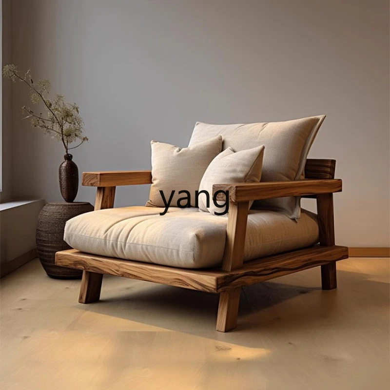

LMM Solid Wood Sofa Homestay Log Single Sofa Meditation Meditation Chair
