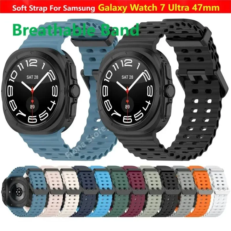 

Marin Strap For Samsung Galaxy Watch 7 Ultra 47mm Silicone Breath Smart Wristband Bracelet Wrist Band Watch7 Accessories Case