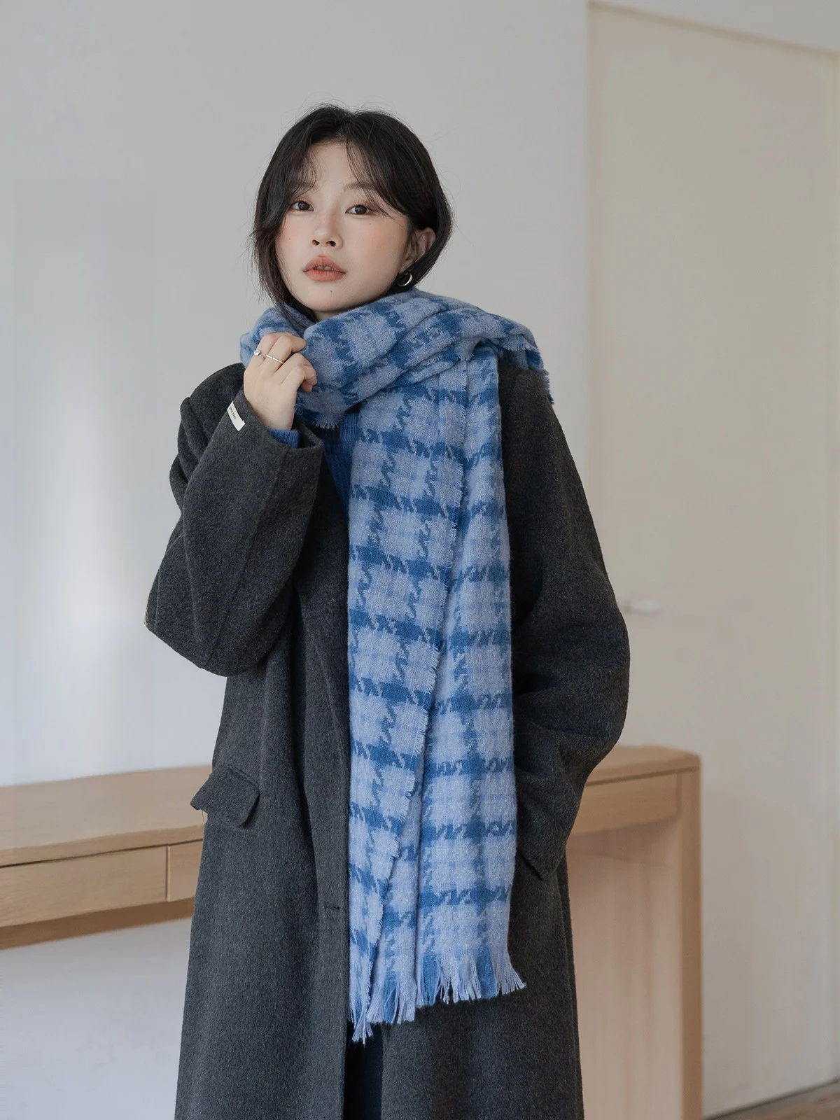 

Double-Sided Woolen Coat Women's Long Korean Sle Faionable Versatile Winter Outerwear Button Detail Regular Sve Length