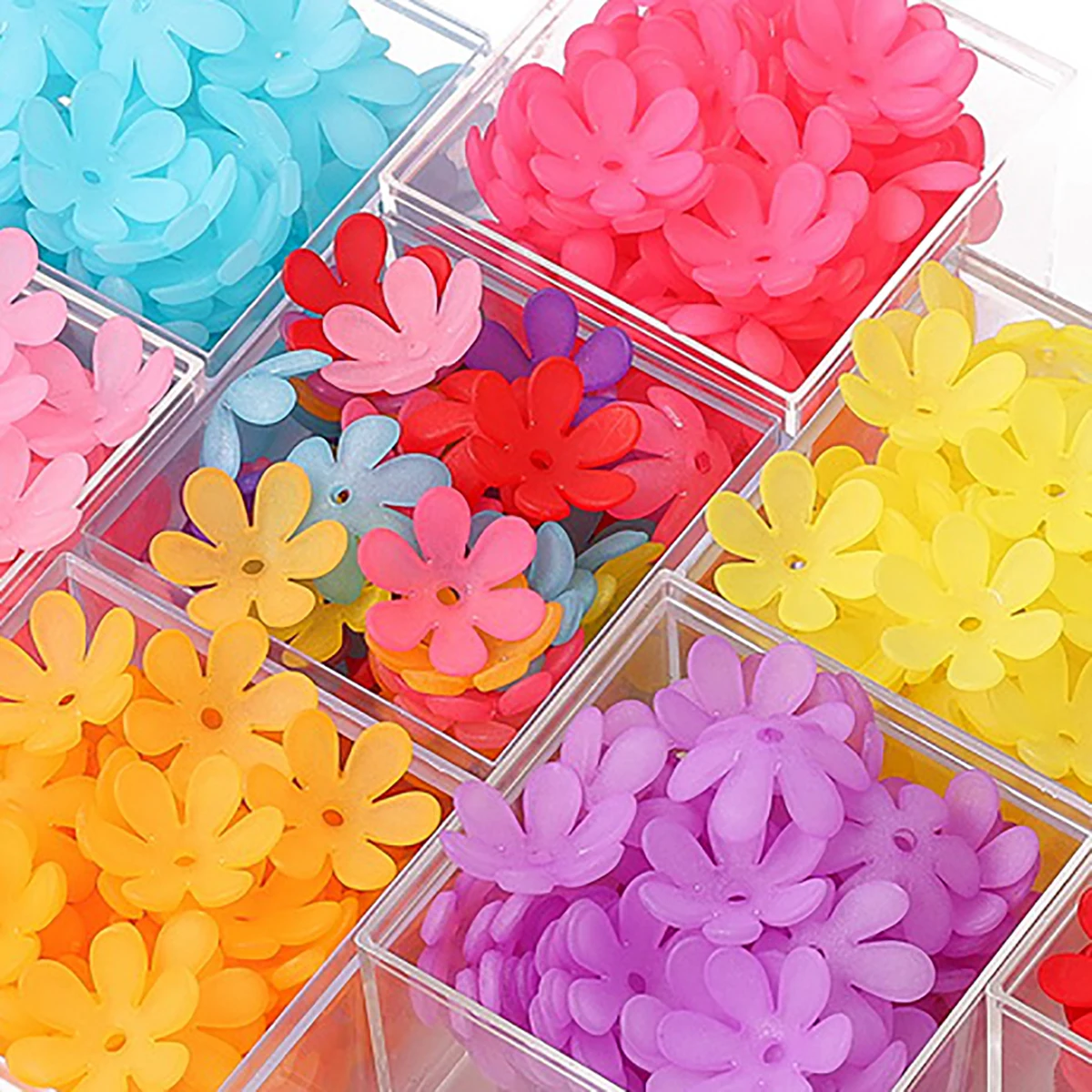 50Pcs Acrylic matte solid color six petal flower accessories Beads beaded DIY bracelet necklace pendant jewelry materials