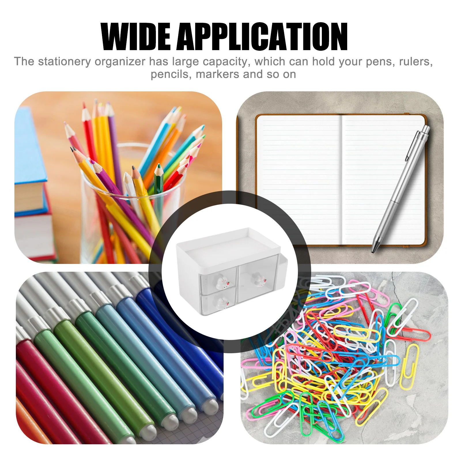 

Plastic Desk Organizer Compact Multi-Use Stationery Holder Large Capacity Desktop Pen Storage Box Office Study Use