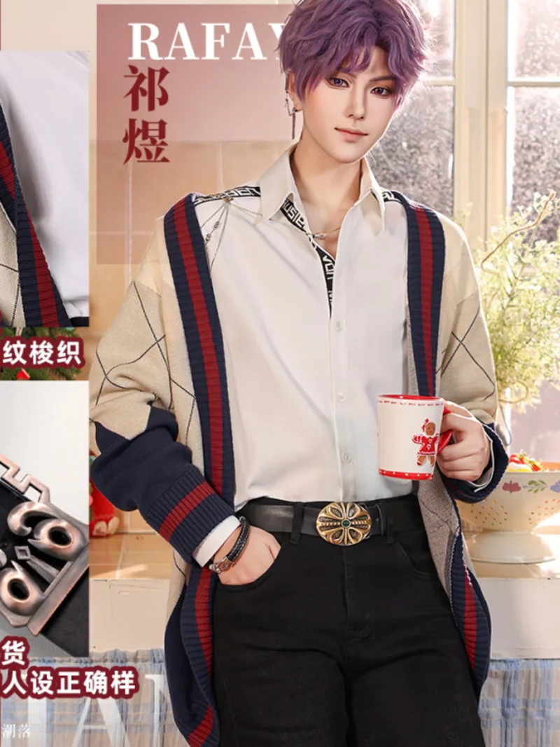 

New Fiesta Carnival Costume Halloween Cos Cosplay Love And Deepspace Rafayel Qi Yu Asymmetric Romance Sweater Shirt Belt