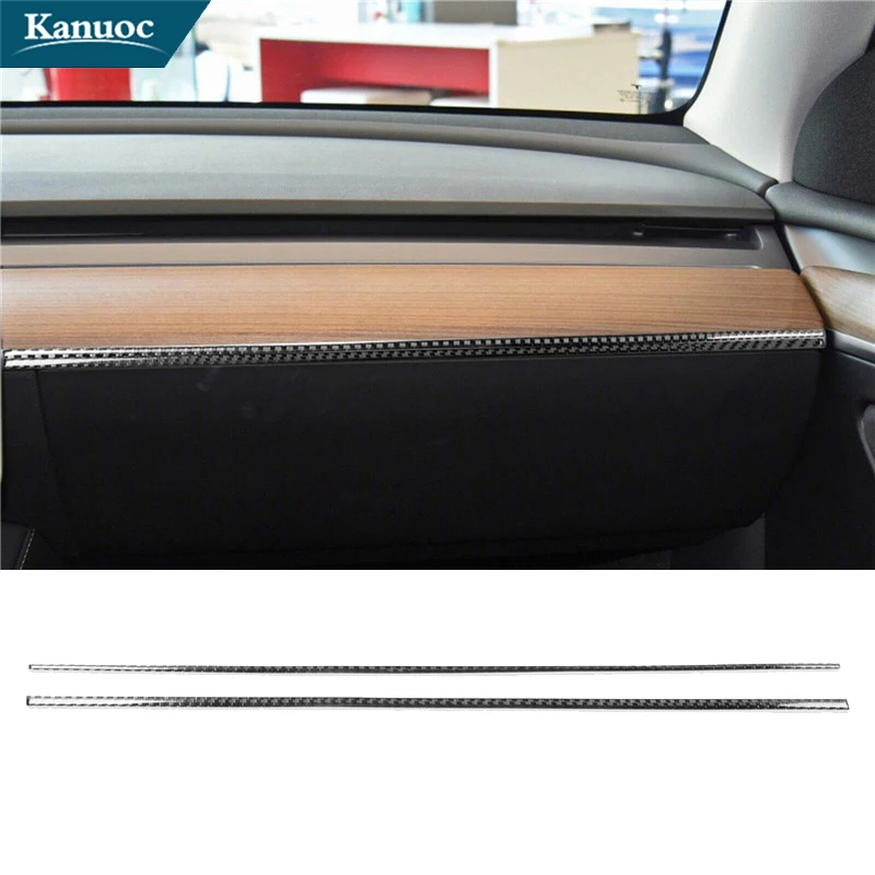 

For Tesla Model Y 2020 Tesla Model 3 2017-2022 Carbon Fiber Instrument Lower Strip Stickers Car Interior Decorative Accessories