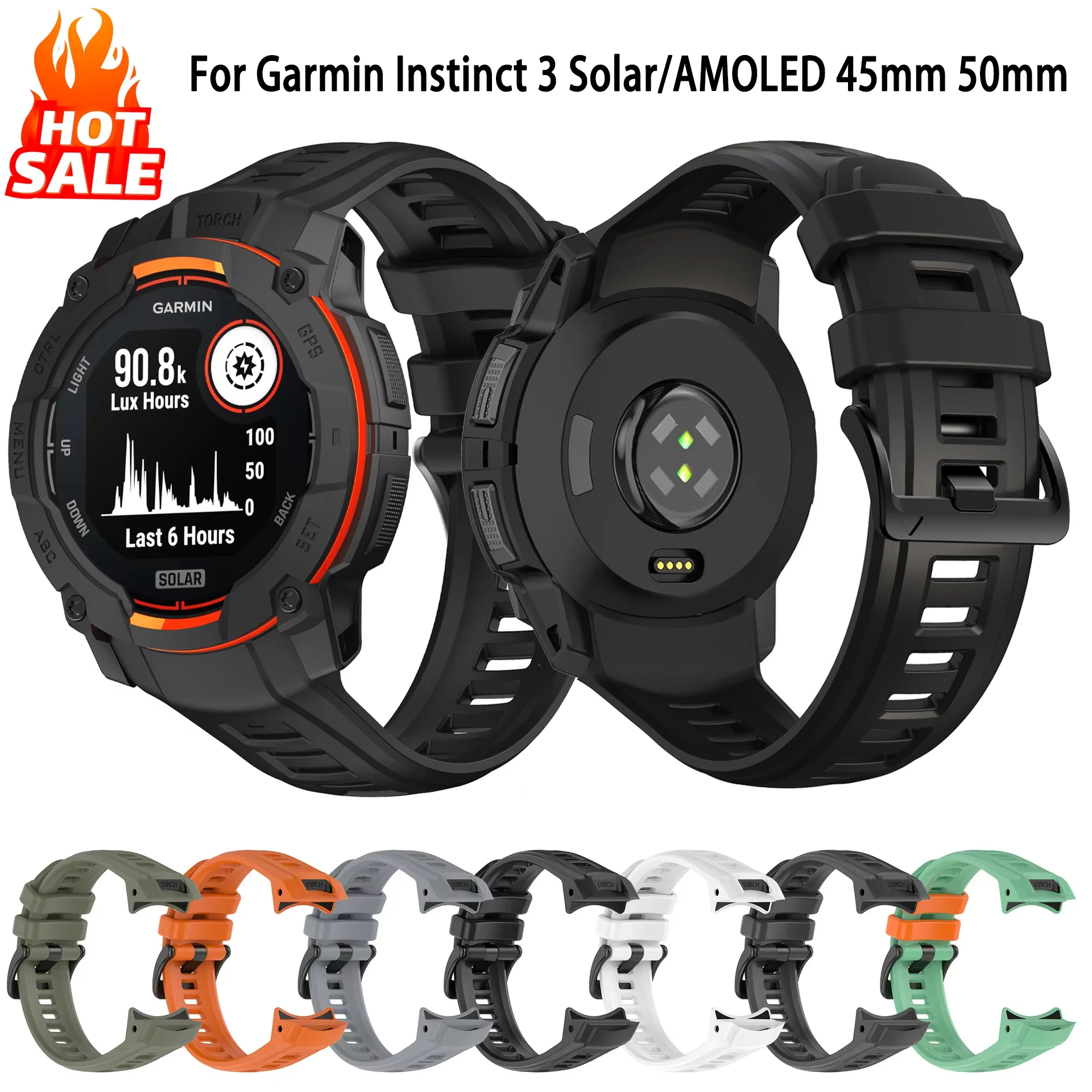 Original Silicone Strap for Garmin Instinct 3 45mm 50mm Accessories 22mm 26mm Sports bracelet correa For Garmin Instinct 3 band
