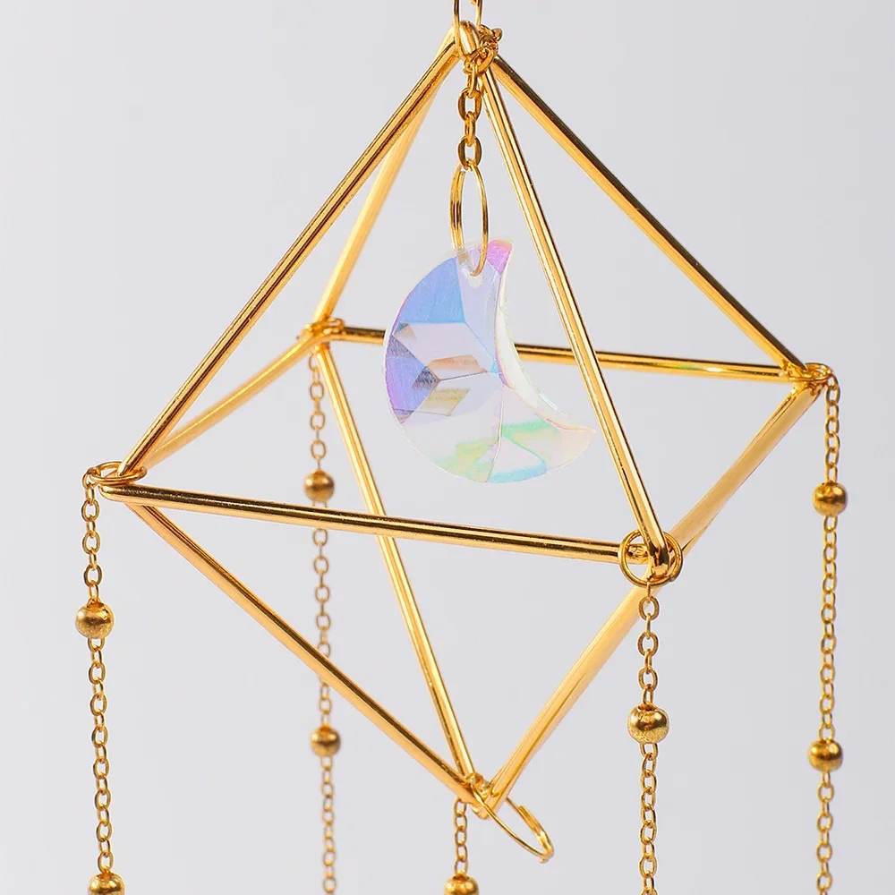 Rainbow Star Moon Wind Chimes, Sun Catcher Outdoor Window Home Decoration Garden Car Pendant