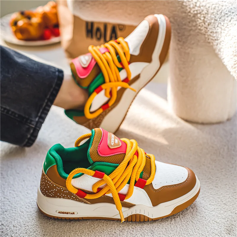 Designer Hamburger Sneakers Men Original Luxury Skateboard Shoes Men Casual Sports Shoes Street Hip Hop Men\'s Trendy Skate Shoes