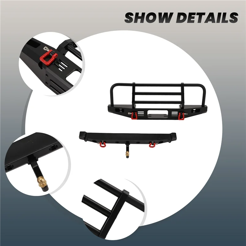 

YSUN-RC Car Metal Front Bumper With Led Light And Rear Bumper For 1/10 RC Crawler TRX-4 TRX-4 Axial SCX10 Upgrade Parts