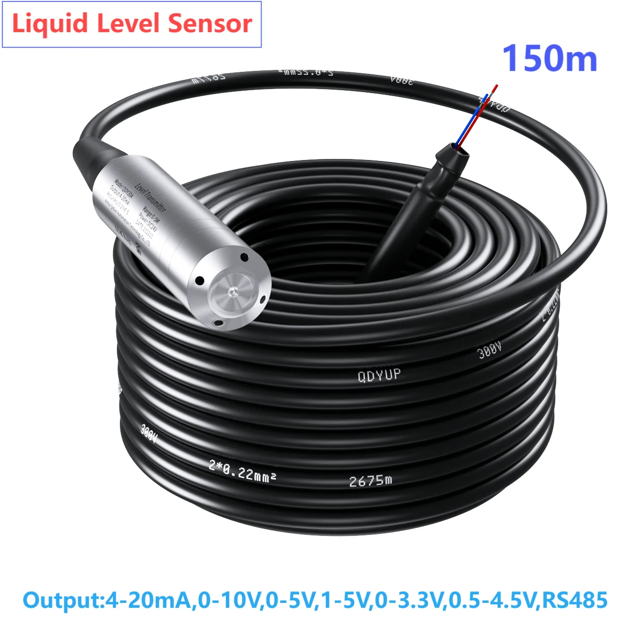 150M Liquid Level Sensor Transmitter Submersible Liquid Level Transducer 4-20mA 0-10V 0-5V Water Level Meter 0-3.3V RS485