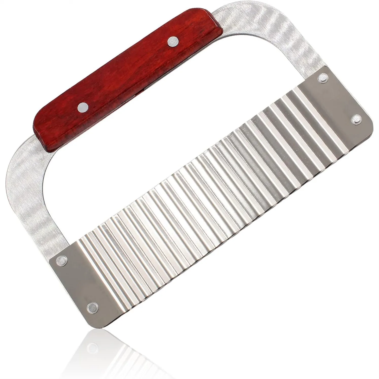 

Stainless Steel Crinkle Cutter, Wavy Chopper Knife with Wooden Handle for Veggies, Fruits, Carrots, Onions, Potatoes