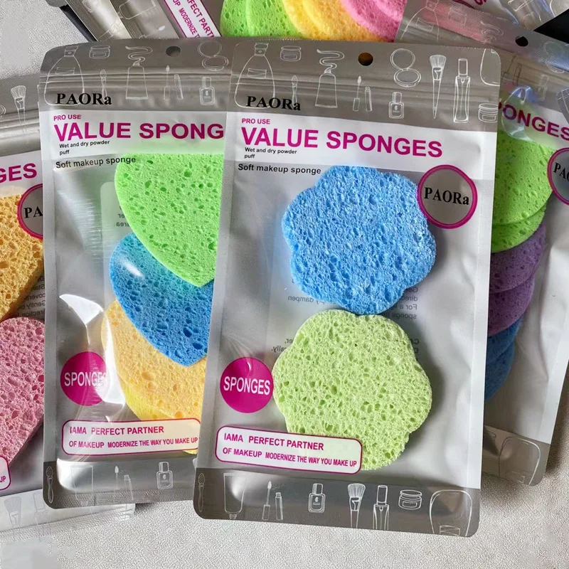 2/4/5/6pc 7/8/9cm rosto redondo removedor de maquiagem ferramenta natural polpa de madeira esponja celulose compressa cosméticos puff esponja de lavagem facial