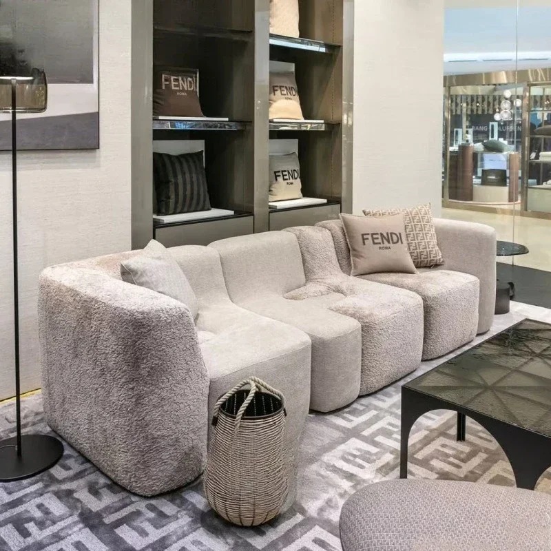Light replica module assembly creative design wind snow Neil circle velvet mix and match living room fabric sofa