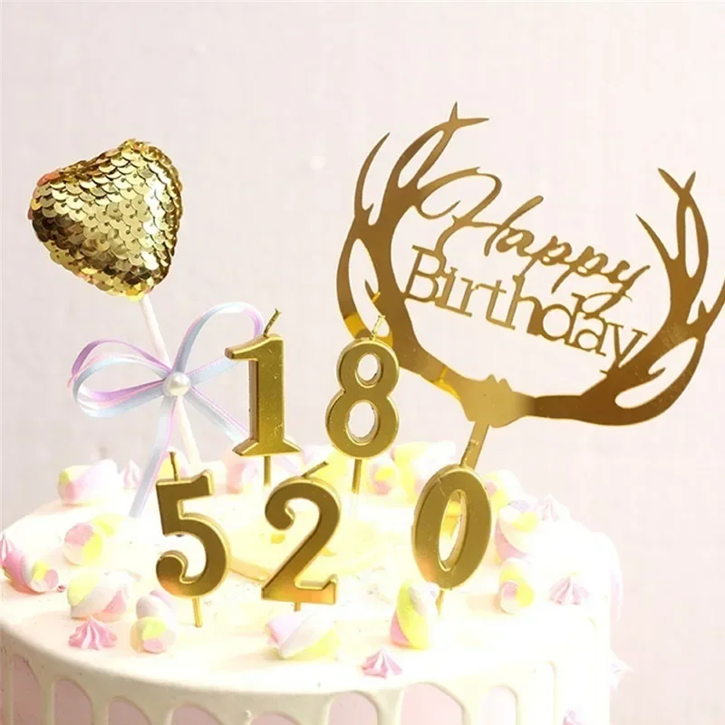 0-9 Birthday Supplies DIY Decoration Home Decor Birthday Decor Party Supplies Cake Candle Golden Number Candle