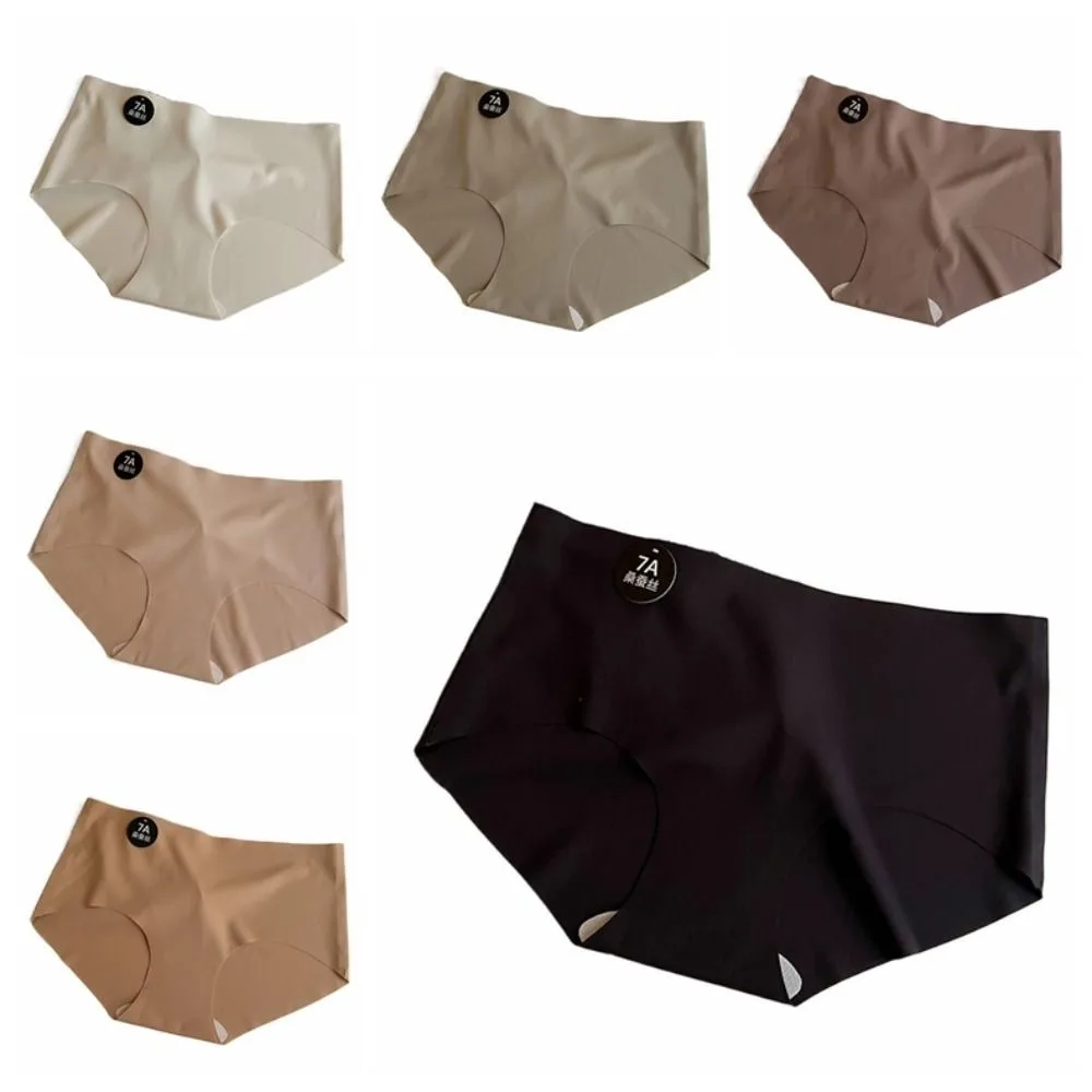 Bragas transpirables de seda helada para mujer y niña, calzoncillos de algodón con entrepierna, lencería sin costuras, ropa interior fina, 6 uds.