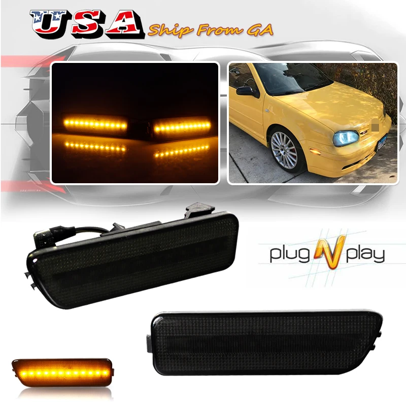 2 Pcs Front Side Marker Lights Turn Signal Lamp Indicators for Volkswagen VW Golf 4 Jetta MK4 1999-2005 Blinker Lens