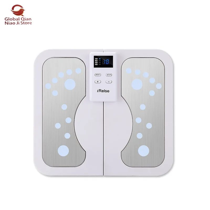 Electric Pulse Foot Massager with Intelligent Acupuncture Vibration Pad Hot Compress EMS Leg Massage Tool for Relaxation