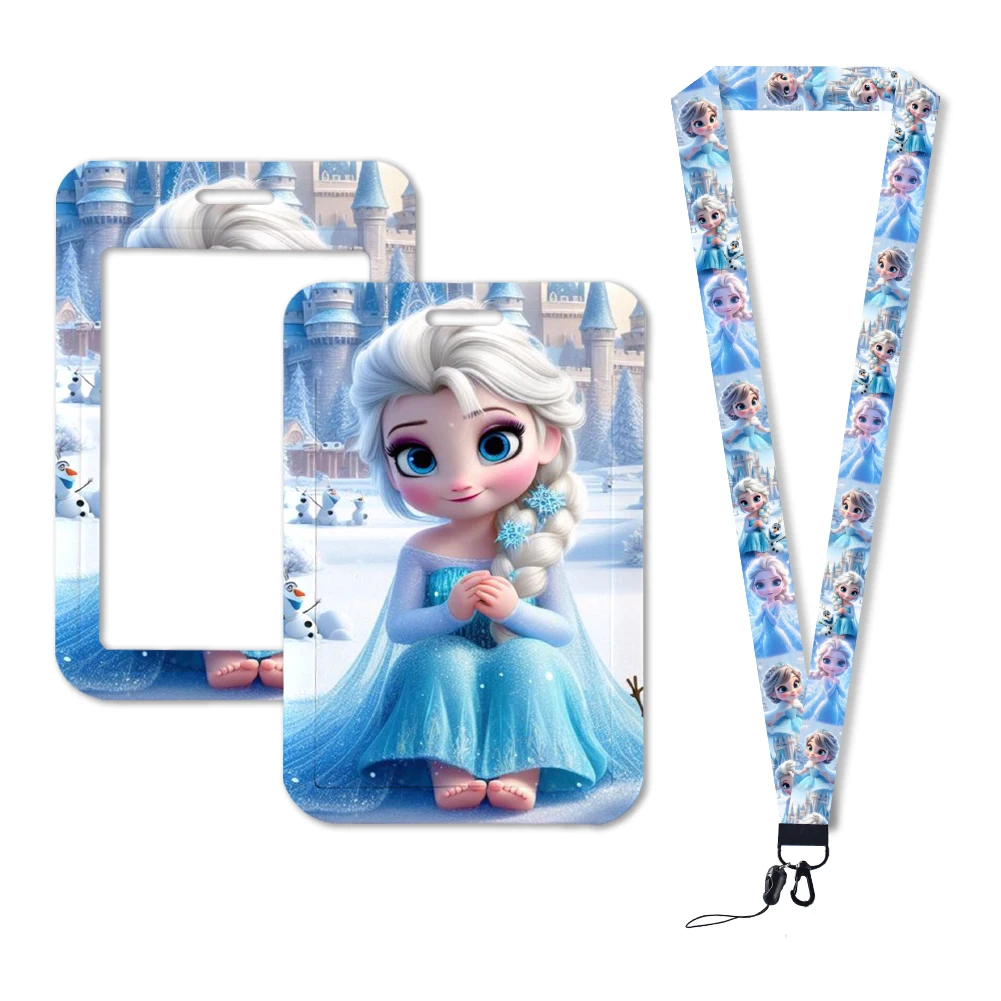 Disney Frozen 2 Elsa Anna princesa Linda funda de tarjeta niñas Campus lindo tarjetero titular de la tarjeta de identificación niñas niños insignia de estilo Vertical