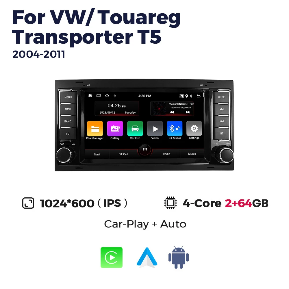 Voor VW Touareg Transporter T5 2004-2011 7 inch Android 15 autoradio multimediaspeler GPS navigatie Carplay Android Auto