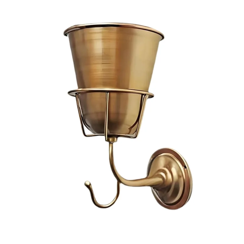 مزهرية حائط A26F مع زارع حائط حديدي يتميز بخطاف متعدد الاستخدامات وحامل نباتات داخلي/خارجي مناسب للتدفق الحي أو الاصطناعي #1