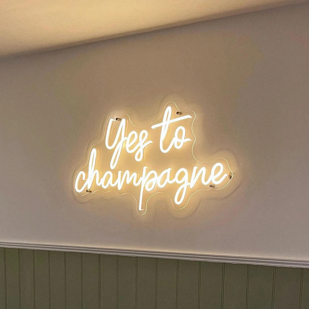 Yes To Champagne Neon Sign Custom LED Neon Light Home Bar Sign Decor Restaurant Neon Wall Art Party Event Decoration Led Lights