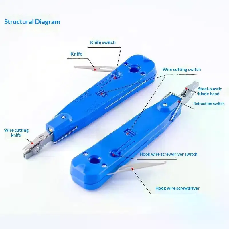 Wear-resistant Network Cable Punch Down Cutter High Accuracy RJ11 RJ45 Wire Tool for Office LAN Line Repair Installation