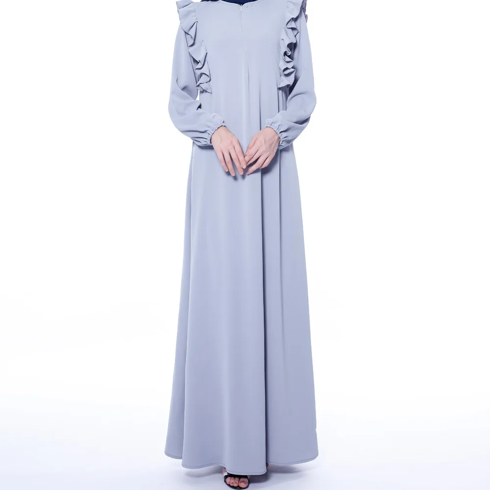 

It's Yiiya Customized Modest Evening Dress Ruffles O-neck Full Sleeves A-line Floor Length Plus size Woman Party FOrmal Gown