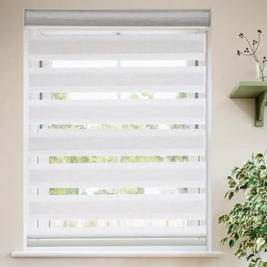 

Roller Shades Zebra Blinds for Indoor Windows Cordless Day and Night Light Filtering Dual Layer Roller Window Blinds and Shades