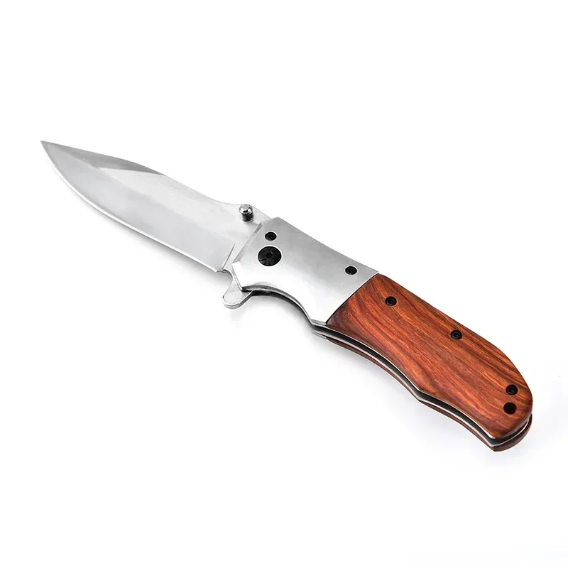 58HRC Tactical Knife Titanium Blade Steel + Rosewood Handle Camping Survival Knives Pocket Knives Outdoor Hunting Knife EDC Tool