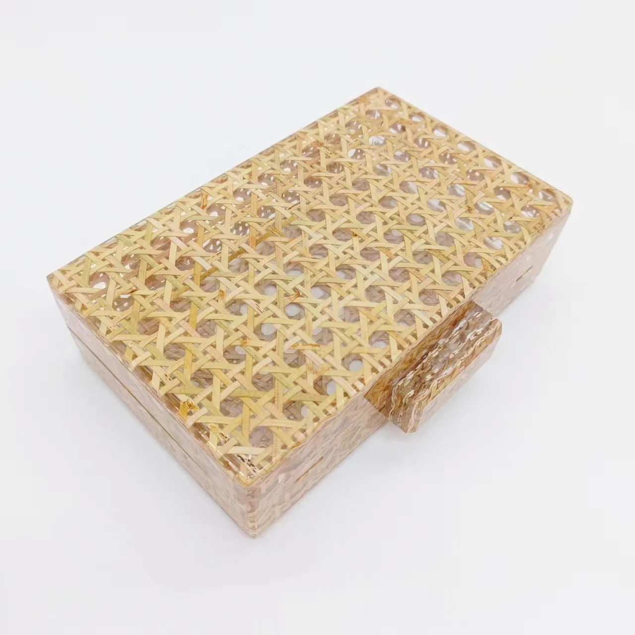 Imagem -03 - Rattan Acrílico Box Evening Clutch Bolsa para Mulheres Luxo Wicker Purses Bolsas Designer Alta Qualidade Festa de Casamento Verão