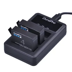 Durapro-GoPro Hero 4アクションカメラ用バッテリー,ブラック,シルバー,3スロットLED充電器,1680mah,AHDBT-401