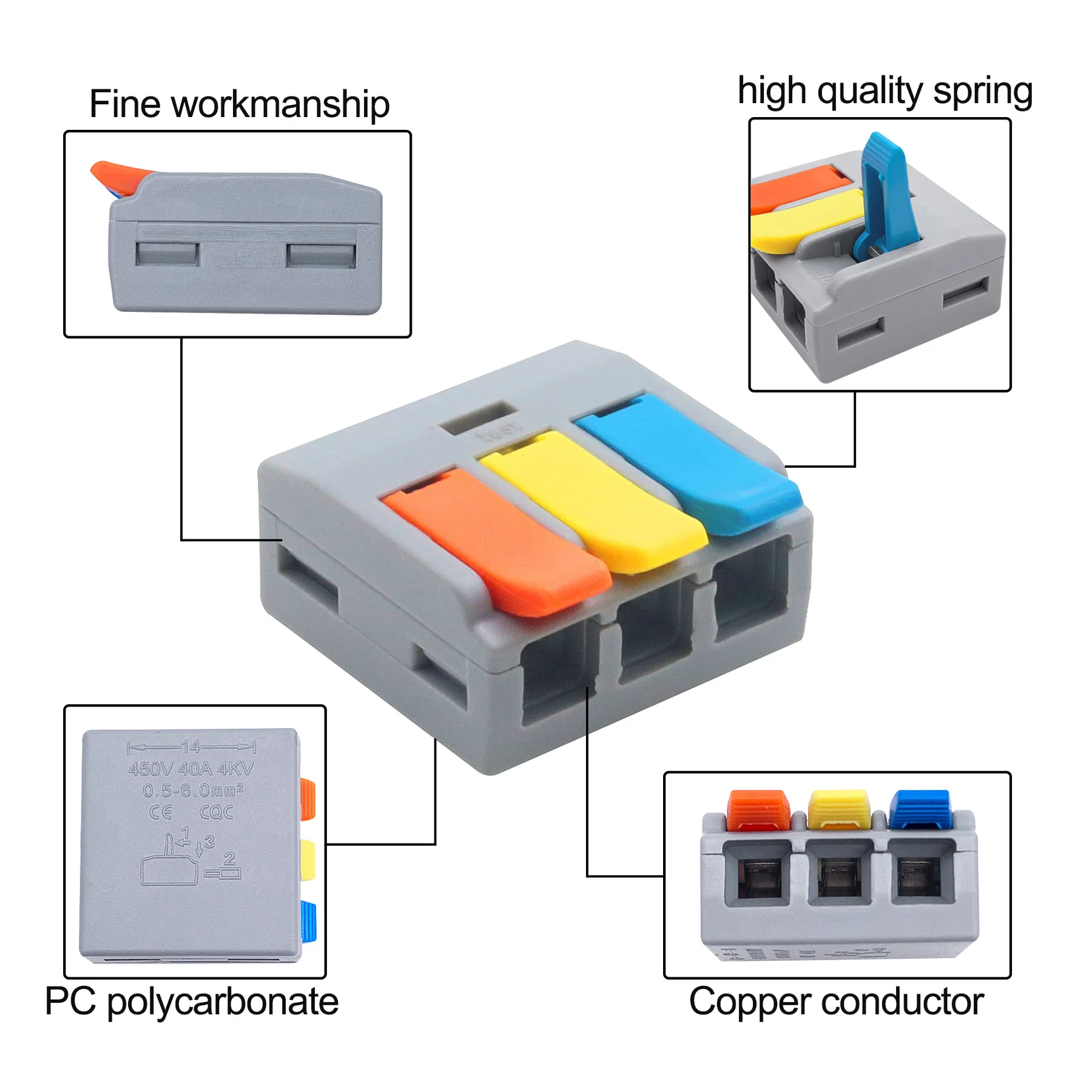 0.4-6.0mm Fast Universal Mini Wire Connector Easy Quick Block Wiring Compact Conductor Spring Splicing Wiring Energy Terminals