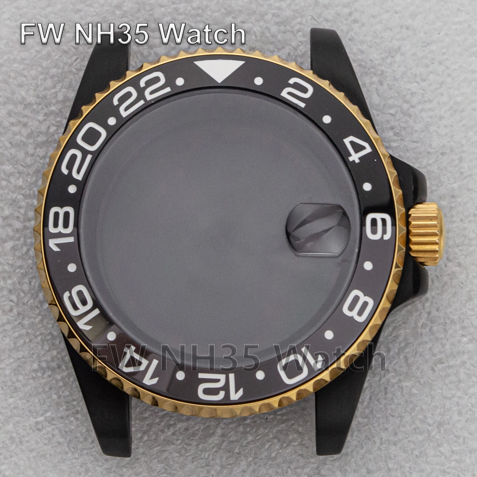 NH35 Case Sapphire Glass 10ATM Waterproof Black Gold Men Watch Case for SUB GMT Watch Replacements NH34/NH35/NH36 Movement
