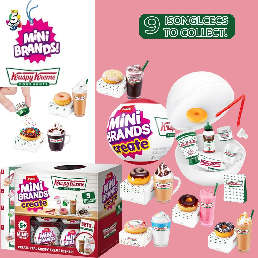 Zuru Mini Brands Krispy Kreme Create Series 1 Surprise Blind Box Toys Mini Food Donut Miniature Food Mystery Packaging Toys