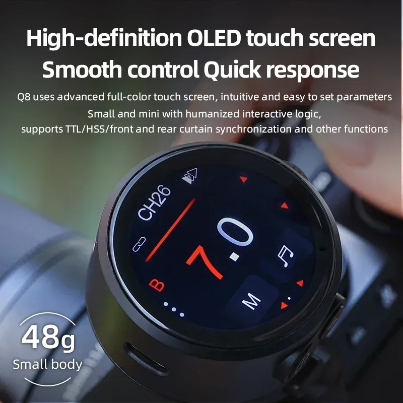 JINBEI TR-Q8 TTL HSS Wireless Flash Trigger Touch Screen Transmitter Speedlite Studio Flash Fast Charge for Canon Sony Fuji